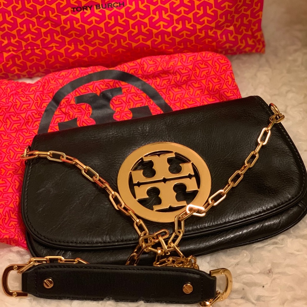 Tory Burch black and gold crossbag